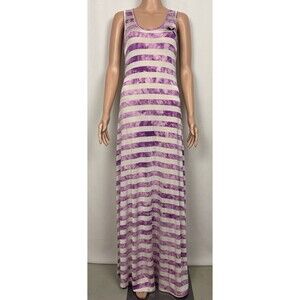 Apple Bottoms Size Medium Tie-Dye Striped Maxi Dress Keyhole Criss-Cross Back